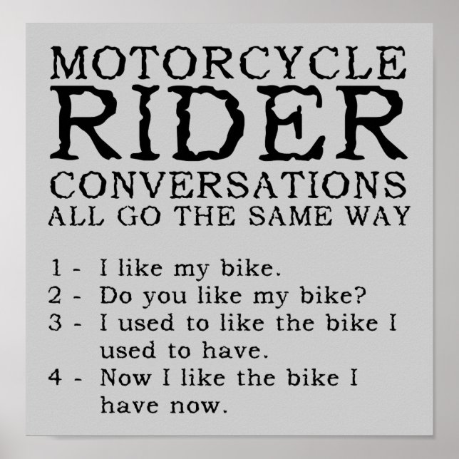Poster Conversations de moto Symbole d'affiche amusant (Devant)