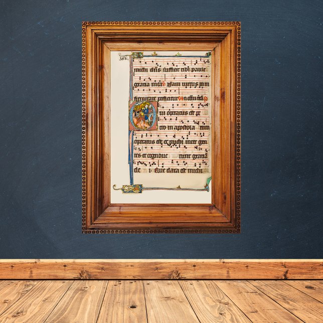 Poster Conversion du manuscrit médiéval saint Paul (Conversion of saint Paul Medieval Manuscript Wall Art)