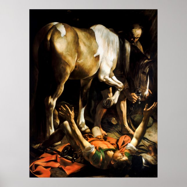 Poster Conversion sur le chemin de Damas par Caravaggio (Devant)