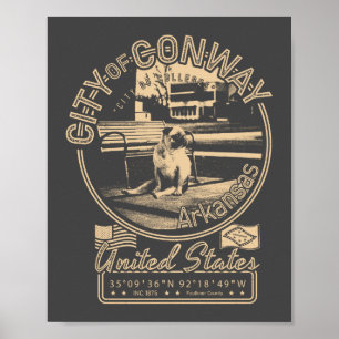 POSTER CONWAY ARKANSAS - VILLE DE CONWAY VINTAGE