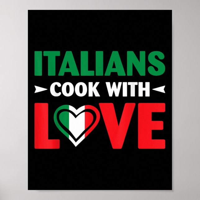Poster Cook With Love Italian Chef Funny Sayings Quotes  (Devant)