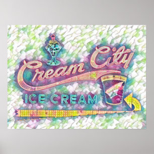 Poster Cookeville, TN Cream City néon signe aquarelle