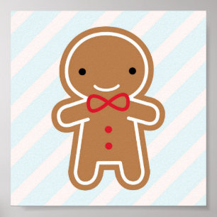 Poster Cookie Cute Kawaii Homme en pain d'épices