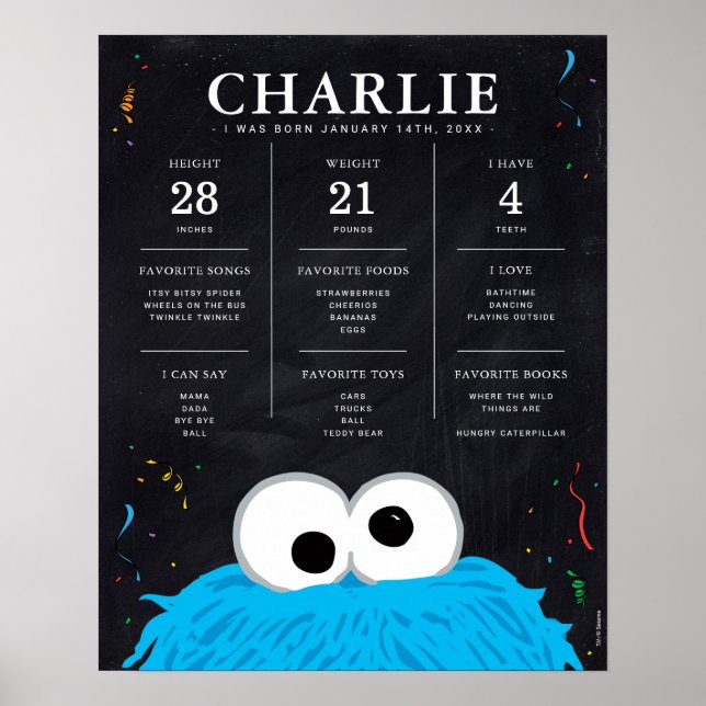 Poster Cookie Monster | 1er anniversaire Jalon (Devant)