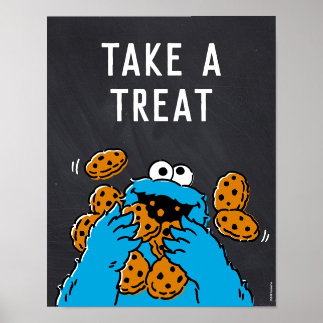Poster Cookie Monster 1er Anniversaire Prenez une retrait (Devant)