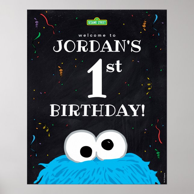 Poster Cookie Monster | Accueil du 1er anniversaire (Devant)