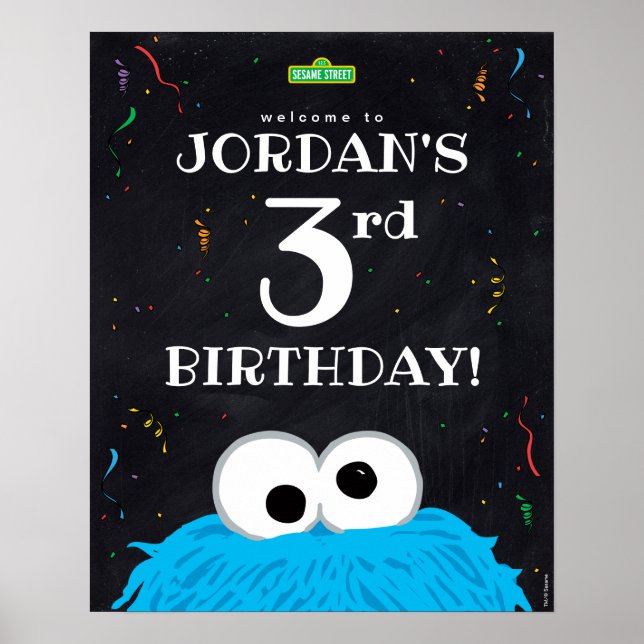 Poster Cookie Monster | Accueil pour le 3e anniversaire (Devant)