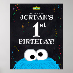 Poster Cookie Monster Bienvenue pour le 1er anniversair