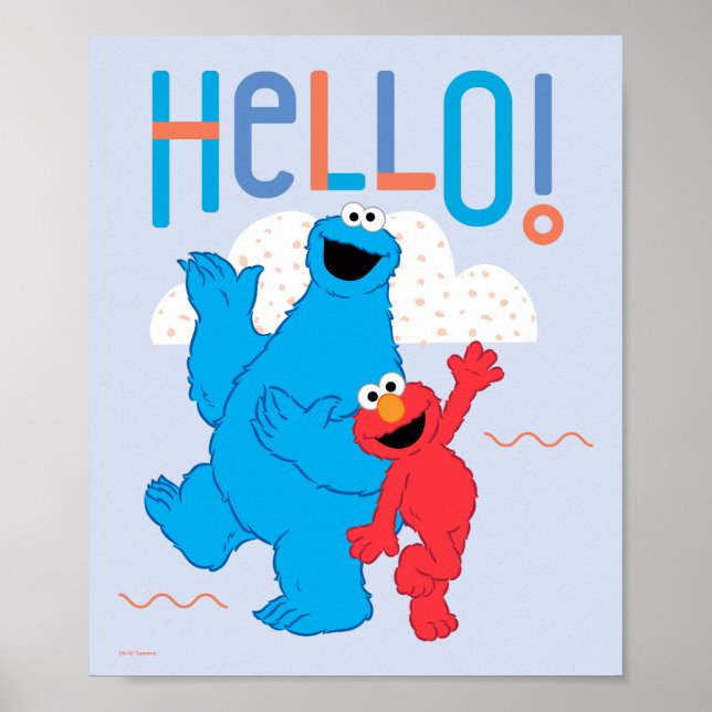 Poster Cookie Monster & Elmo Bonjour ! (Devant)