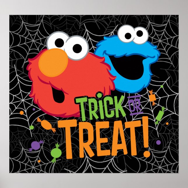 Poster Cookie Monster et Elmo - Des friandises ou un sort (Devant)