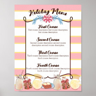 Poster Cookies de lait Menu de la fête de Noël