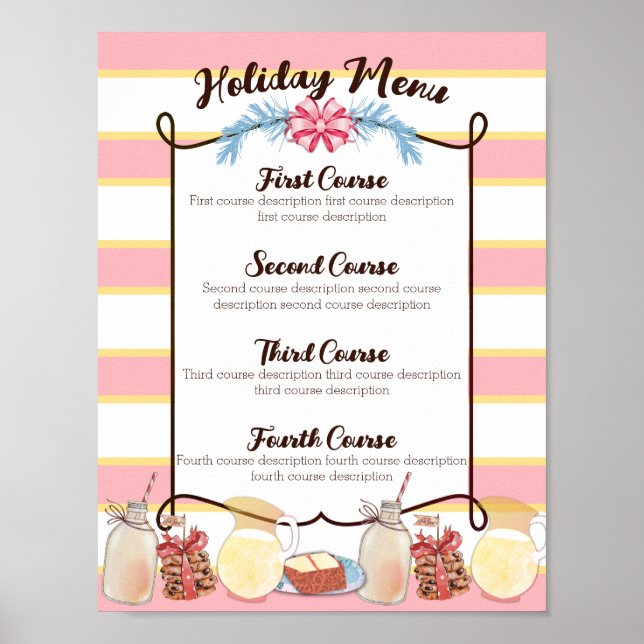 Poster Cookies de lait Menu de la fête de Noël (Devant)