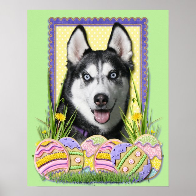 Poster Cookies d'oeufs de Pâques - Sibérie Husky (Devant)