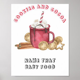 Poster Cookies et cacao baby shower Nom de l'aliment pour