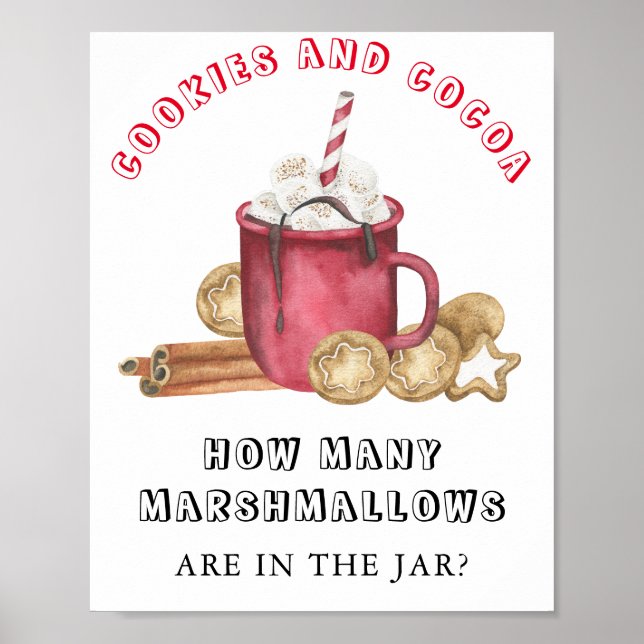 Poster Cookies et cacao Devinez combien de MARSHMALLOWS (Devant)