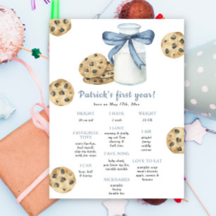 Poster Cookies et Lait Premier Anniversaire Milestone Ann