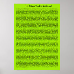 Poster Cool 101 Ce Que Vous Ne Saviez Pas (Lime Neon)