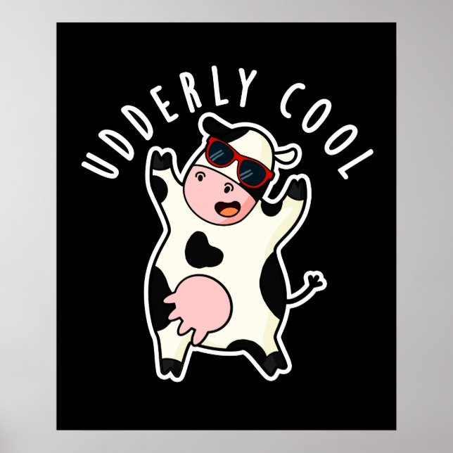Poster Cool âgé Funny Cow Pun Dark BG (Devant)