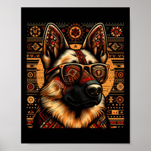 Poster Cool allemand berger chien ethnique style art ethn