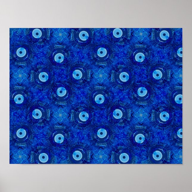 Poster Cool, art numérique moderne de bleu mauvais oeil m (Devant)
