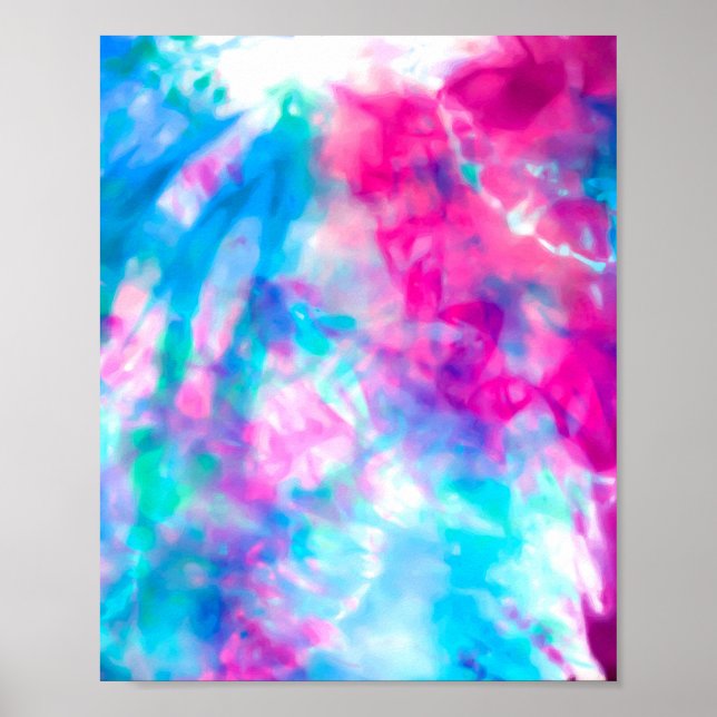 Poster Cool Artsy Girly Purple Rose Blue Tie Dye Motif (Devant)