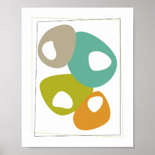 Poster Cool Beans Turquoise Orange Vert Moderne du milieu