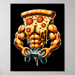 Poster Cool Bodybuilding Gamer Pizza Présente