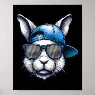 Poster Cool Bunny Face Joyeuses Chemises de Pâques Pour G