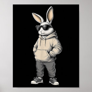 Poster Cool Bunny Joyeux Jour de Pâques Rabbit Sungles Ho