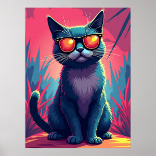 Poster Cool Cat Meme - Traiter Avec Il Lunettes de soleil