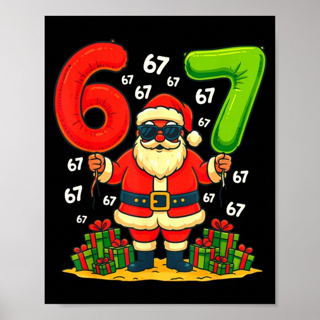 Poster Cool Christmas Six Seven Santa Claus 6 7 Funny Gen (Devant)