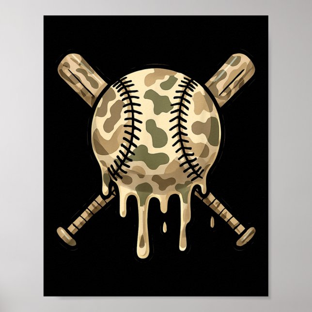 Poster Cool de base-ball Camo Baseball Bateaux Boys Sport (Devant)