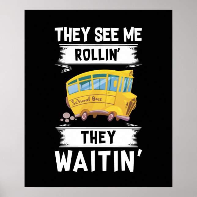 Poster cool de l'école chauffeur de bus mot art (Devant)