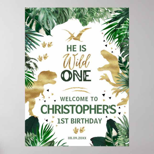 Poster Cool Dinosaures fête d'anniversaire Bienvenue (Devant)