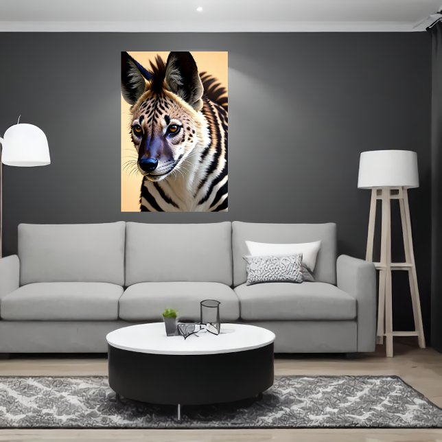 Poster Cool et adorable Hybrid Zebra Hyena | Art AI (Créateur téléchargé)
