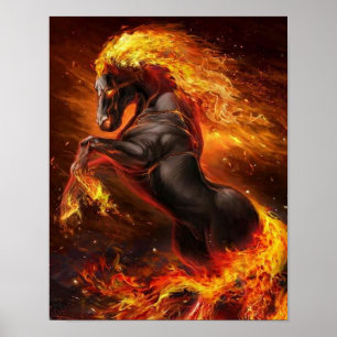 Poster  Cool Fire Horse   Perfect gift