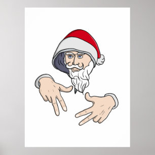 Poster Cool Gangsta Hip hop Rap de la main Père Noël