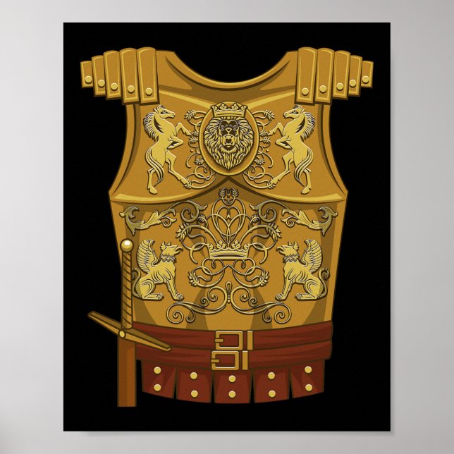 Poster Cool Gladiator Halloween Costume de combat Fighter (Devant)