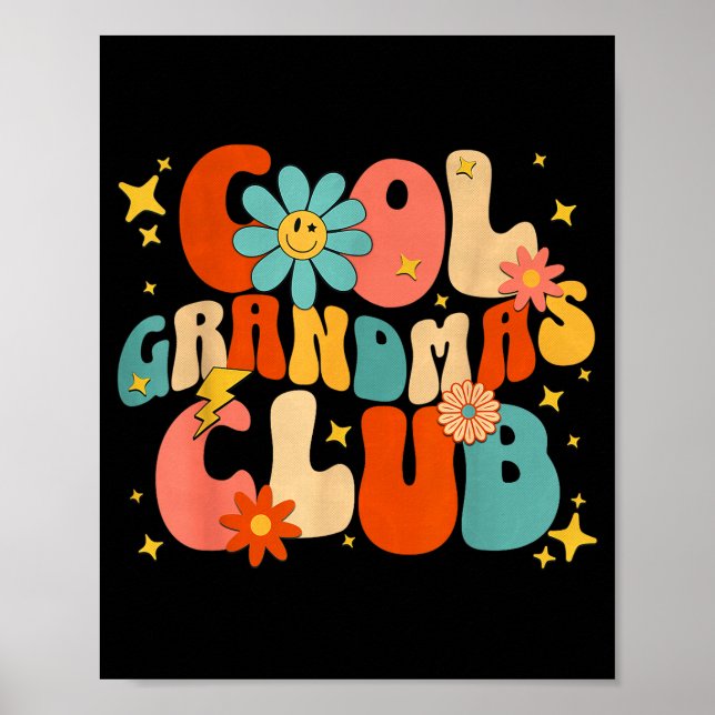 Poster Cool Grandmas Club Groovy Retro Funny New Grandma  (Devant)