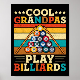 Poster Cool Grandpas Jouer Billard Retro Snooker Pool Pl