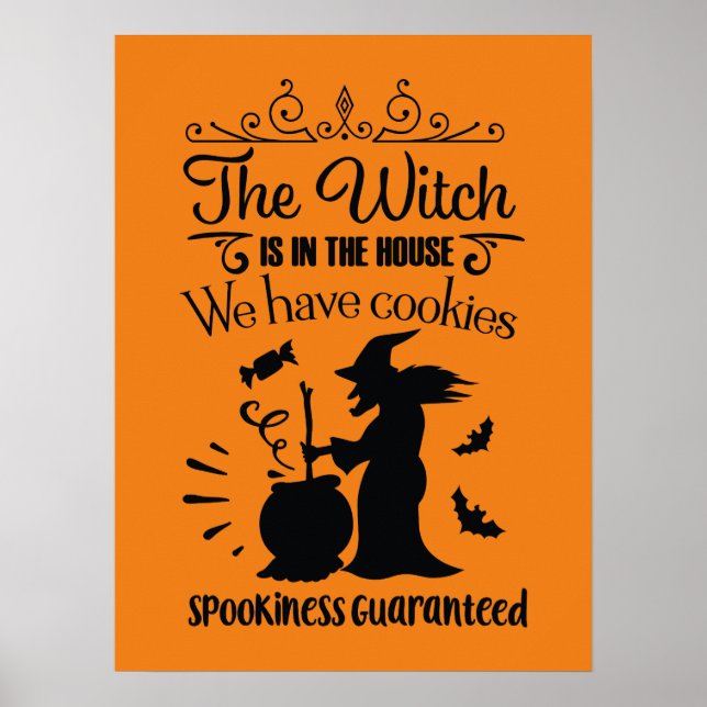 Poster cool Halloween sorcière fête mot art (Devant)