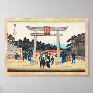 Poster Cool japonais vintage ukiyo-e tori gate village