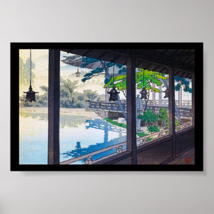 Poster Cool jardin japonais paysage de montagne