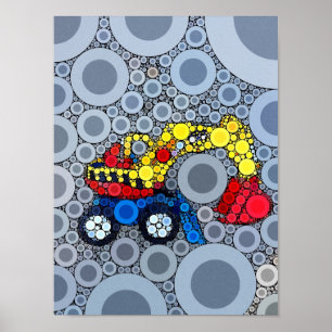 Poster Cool Kids Construction Truck Excavator Digger