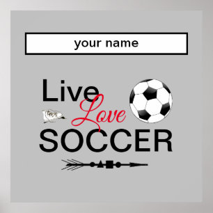 Poster cool live amour soccer sports ajouter nom