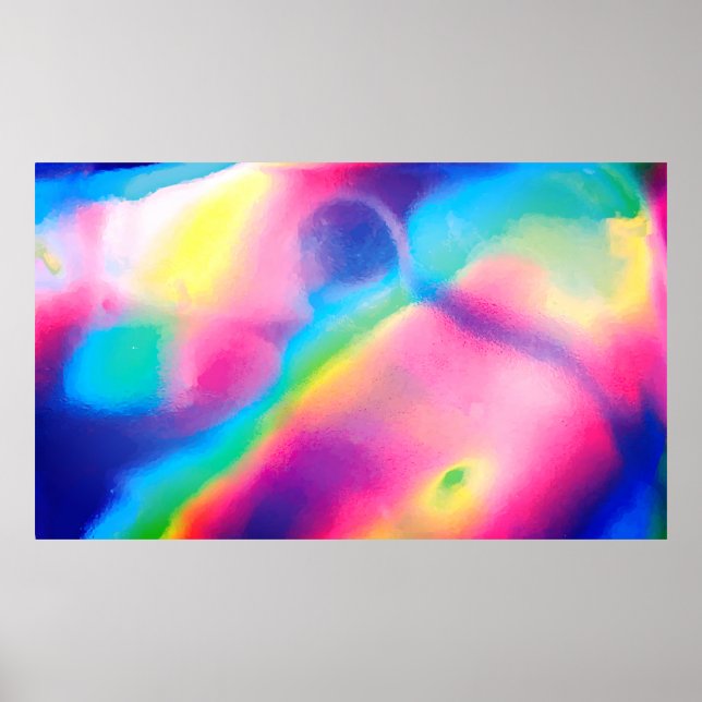 Poster Cool Neon Unicorn Arrière - plan holographique (Devant)
