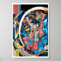 Cool oriental japonais ancien Samurai démon combat