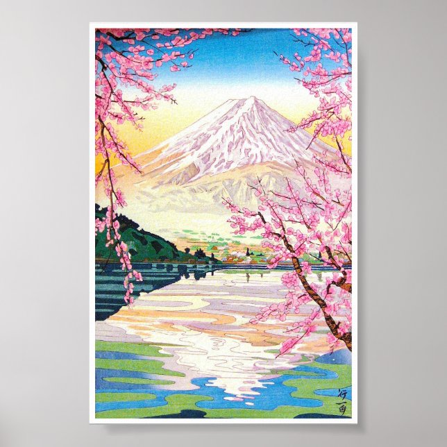 Poster Cool oriental japonais Fuji printemps cerisier art (Devant)