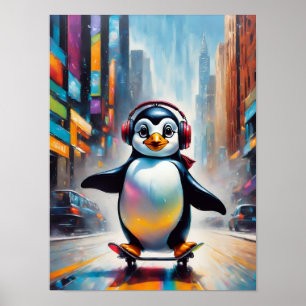 Poster Cool Peinture d'Art numérique de pingouin