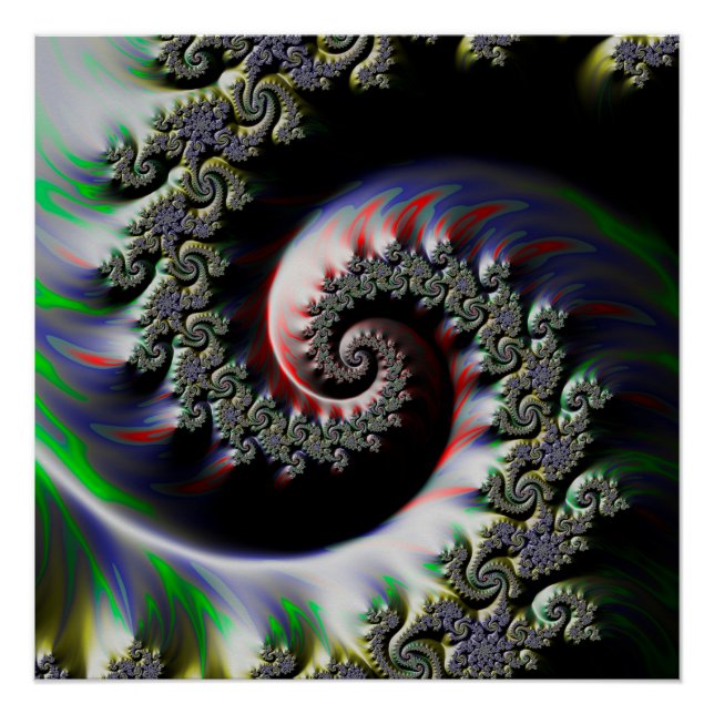 Poster Cool Peinture humide Frotte fractale des couleurs  (Devant)